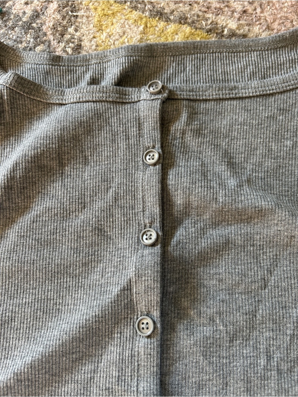 Sleeveless Button-Back Ribbed Tank Top - Gray NWT - Picture 2 of 5